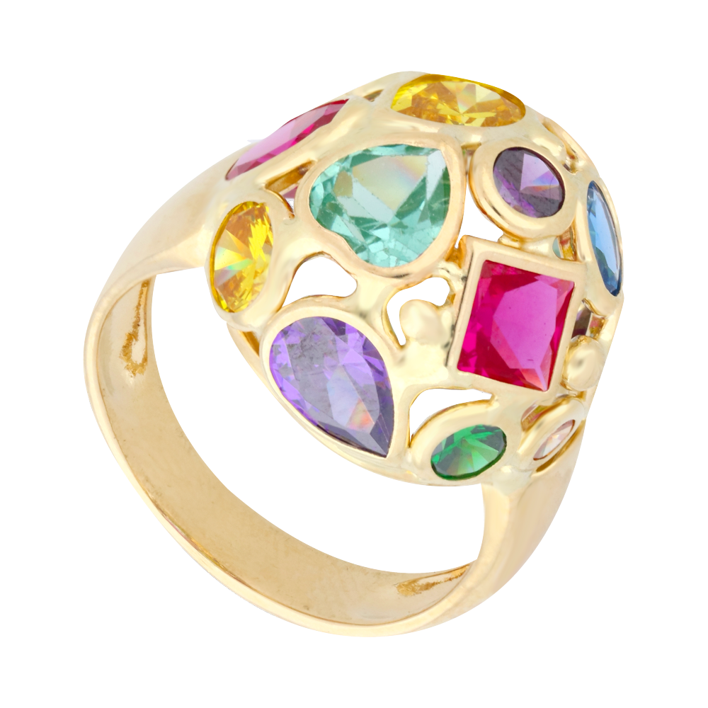 Anillo circonias colores 14K