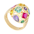 Anillo circonias colores 14K