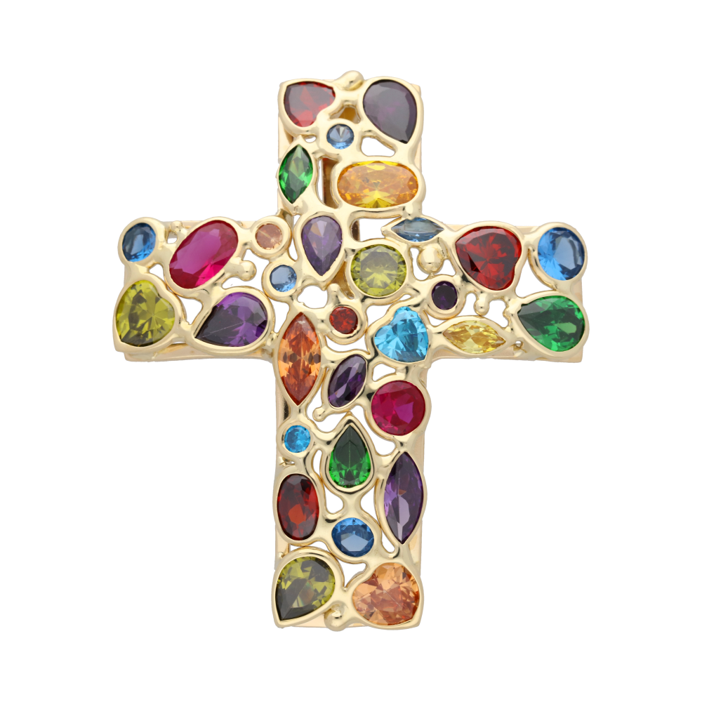 Cruz circonias colores 14K