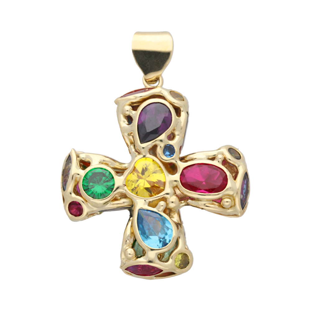 Cruz circonias colores 14K