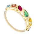 Anillo circonias colores 14K