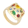 Anillo circonias colores 14K