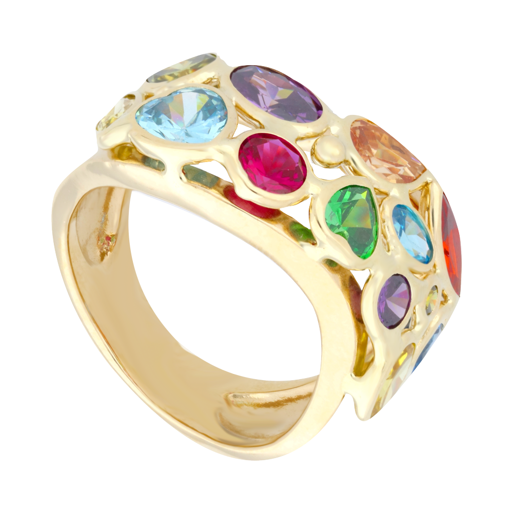 Anillo circonias colores 14K