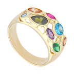 Anillo circonias colores 14K