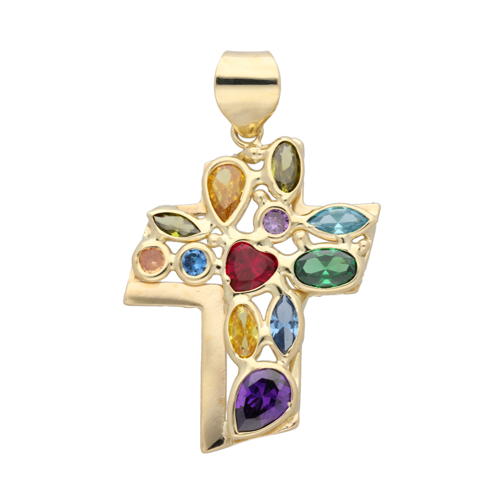 Cruz circonias colores 14K