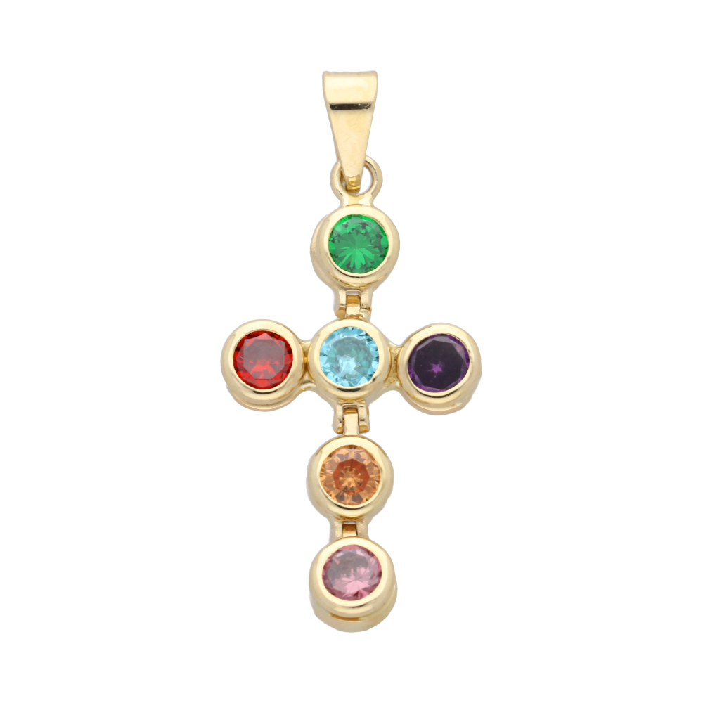 Cruz circonias colores 14K