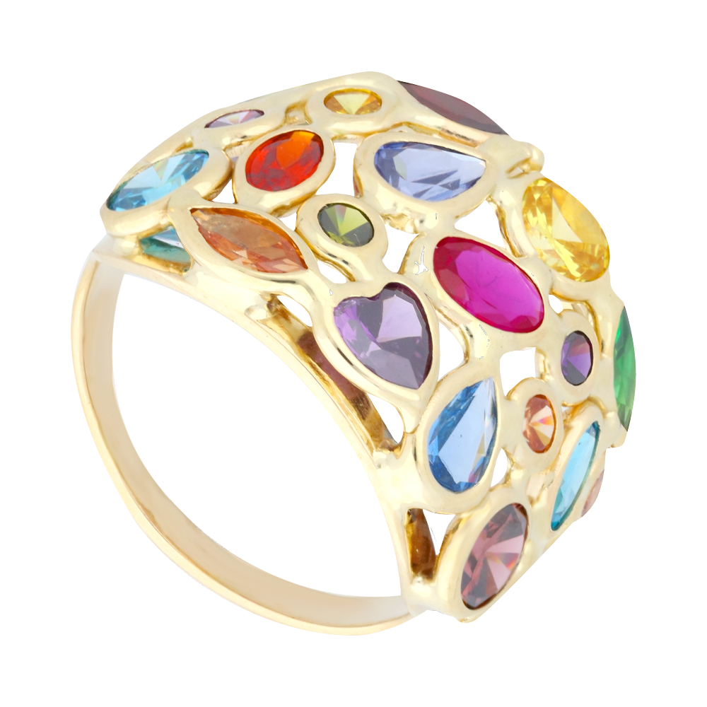 Anillo circonias colores 14K