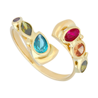 Anillo circonias colores 14K