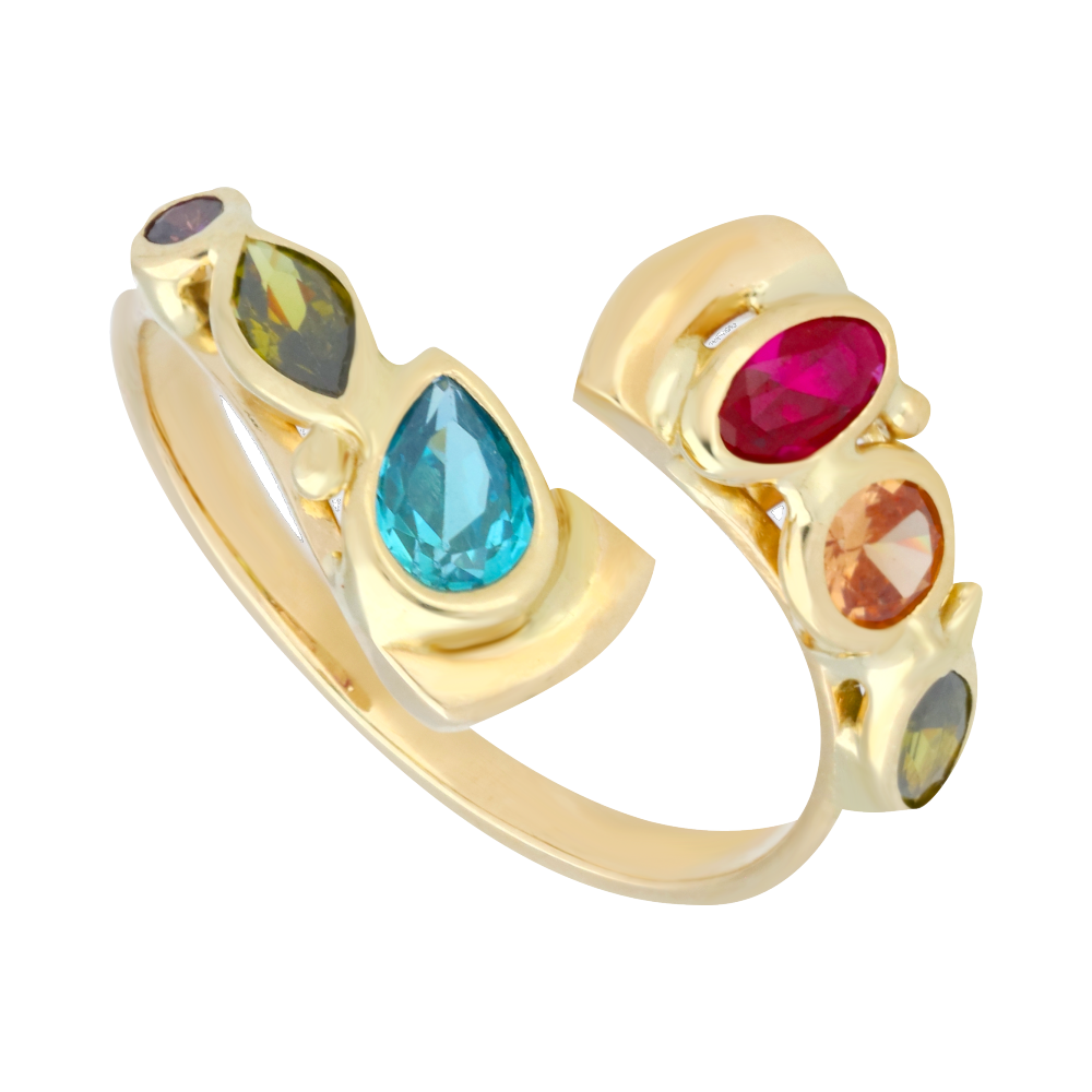 Anillo circonias colores 14K