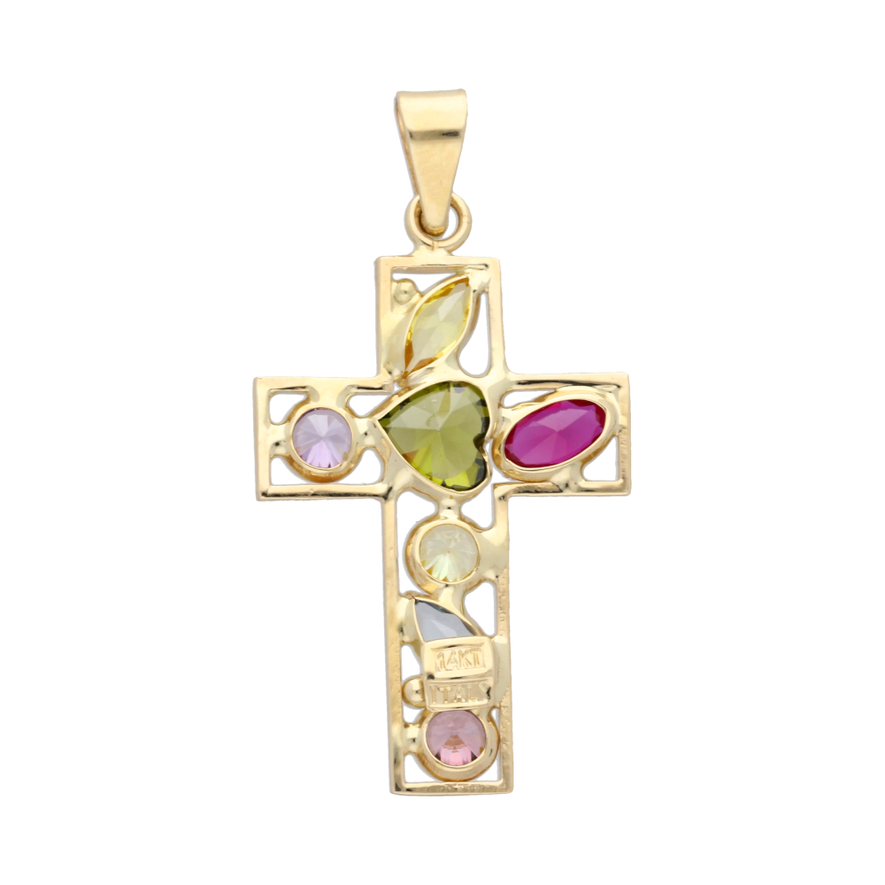 Cruz circonias colores 14K