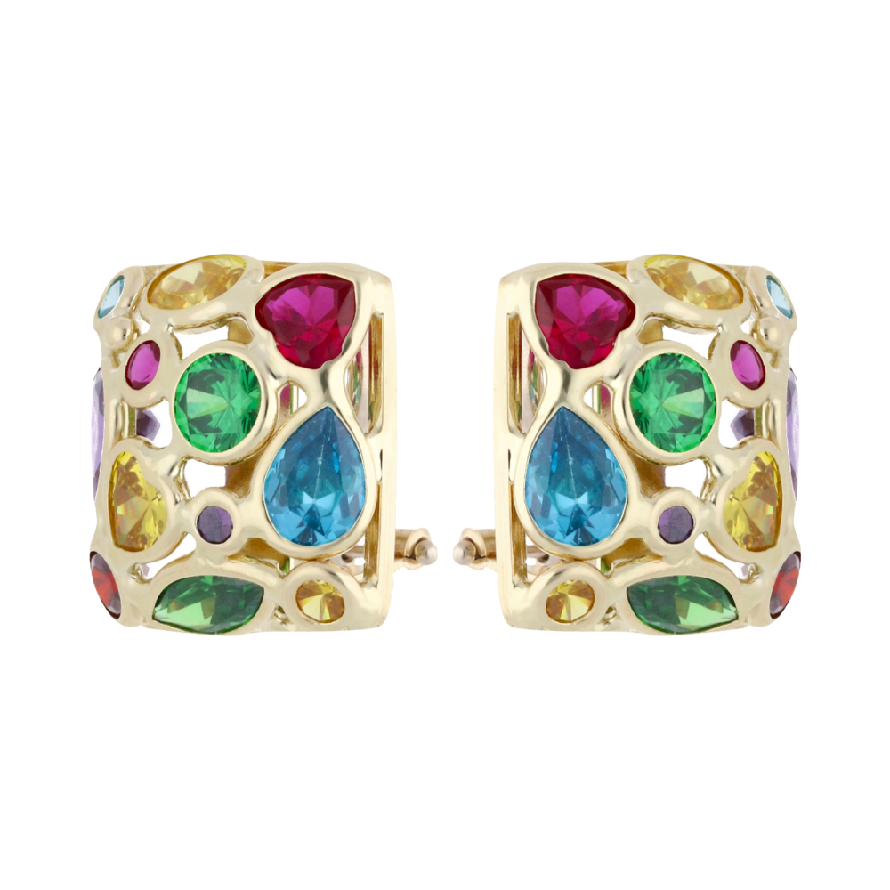 Aretes circonias colores 14K
