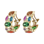 Arracadas chuecas circonias colores 14K