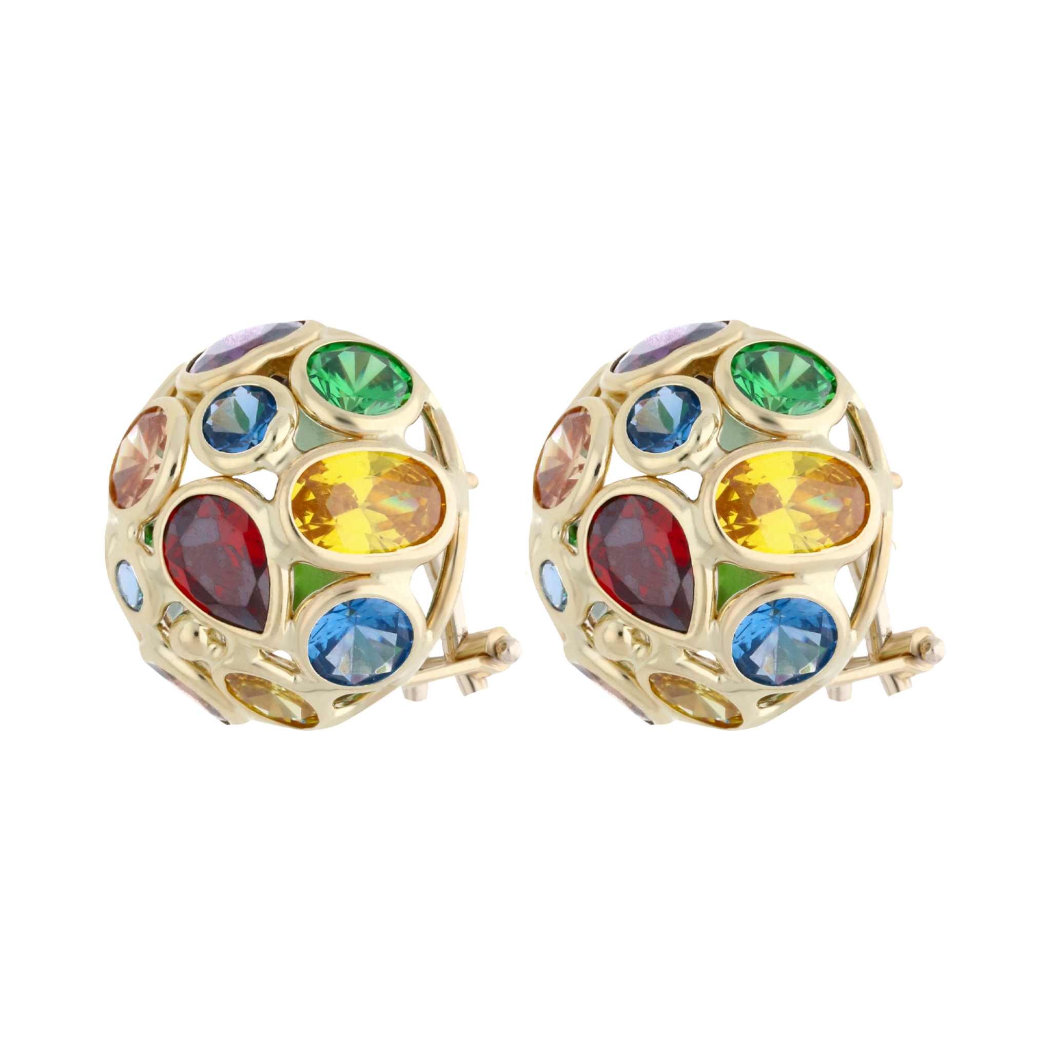 Aretes circonias colores 14K