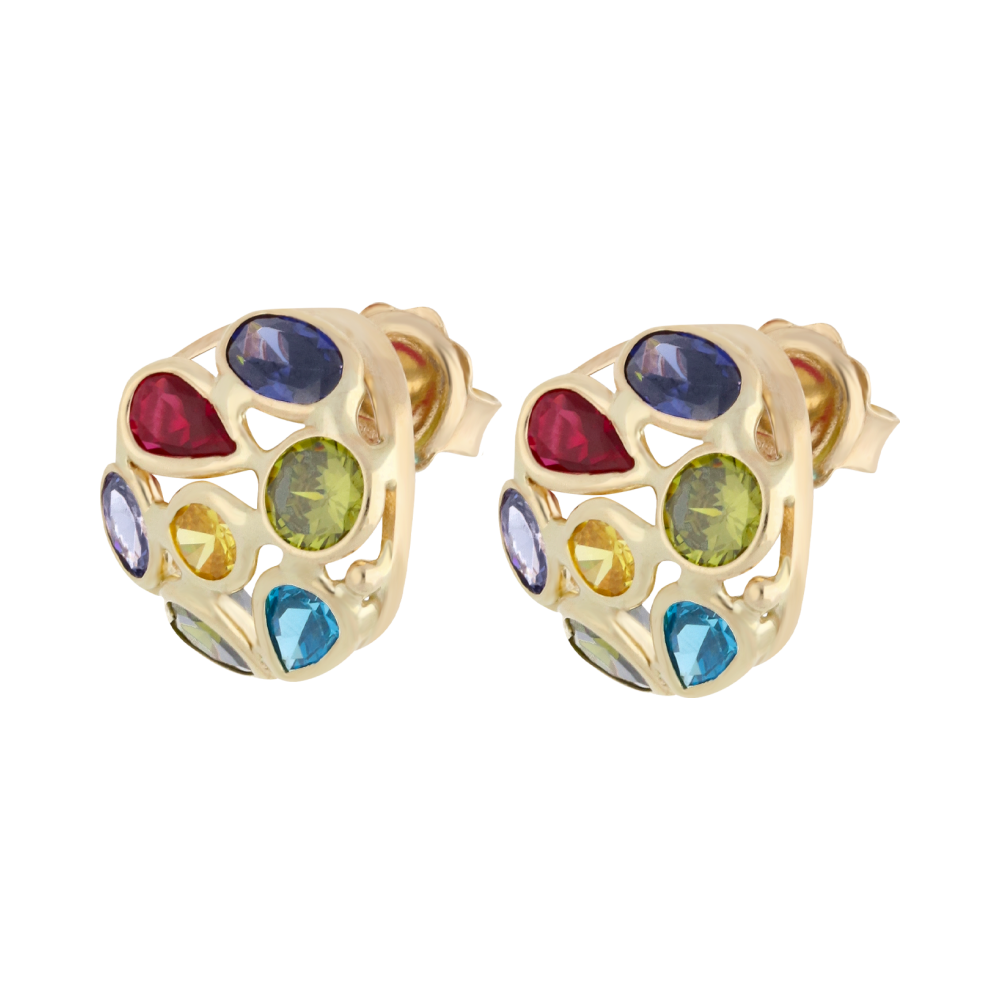 Aretes circonias colores 14K