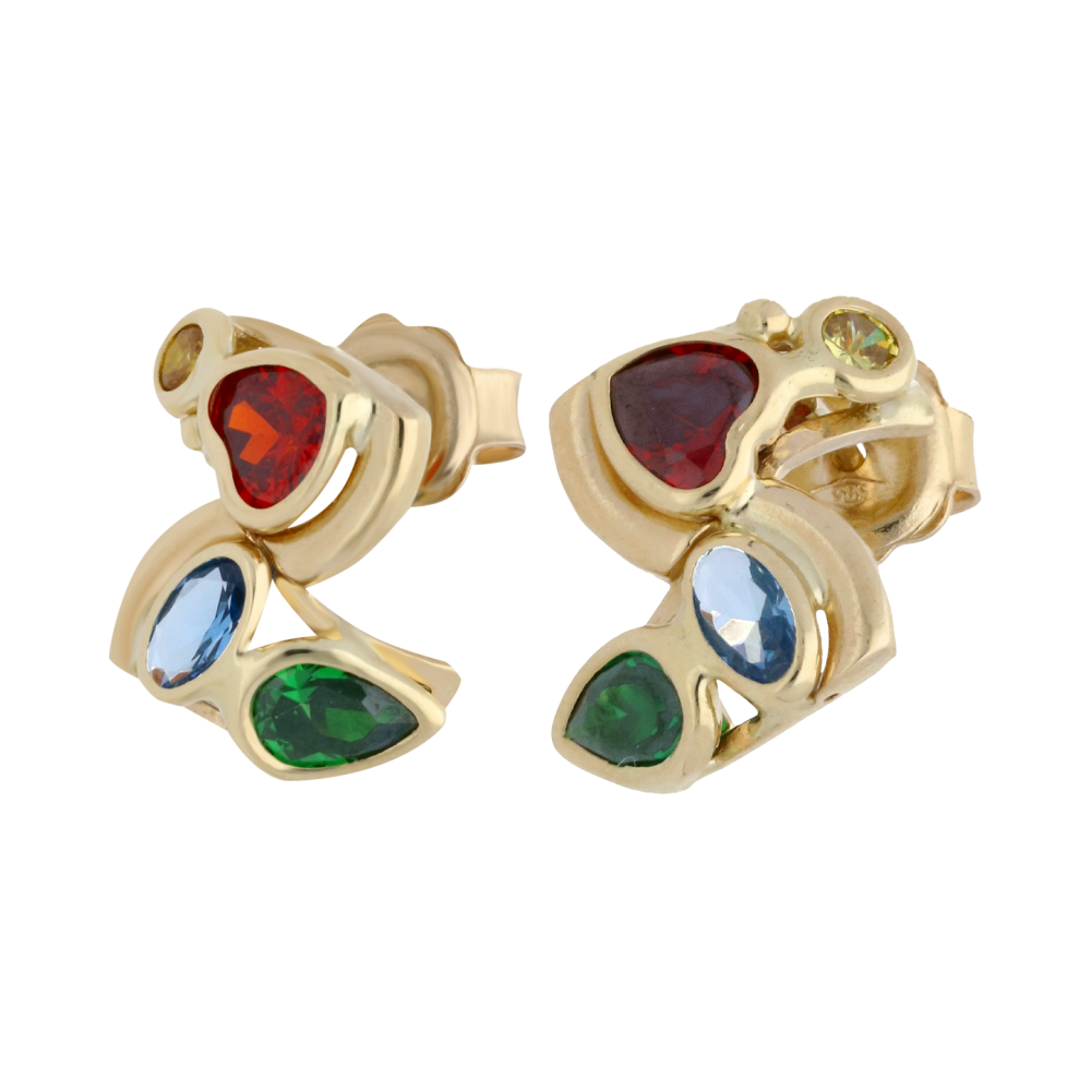 Aretes circonias colores 14K