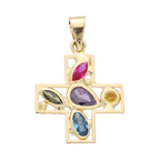 Cruz circonias colores 14K