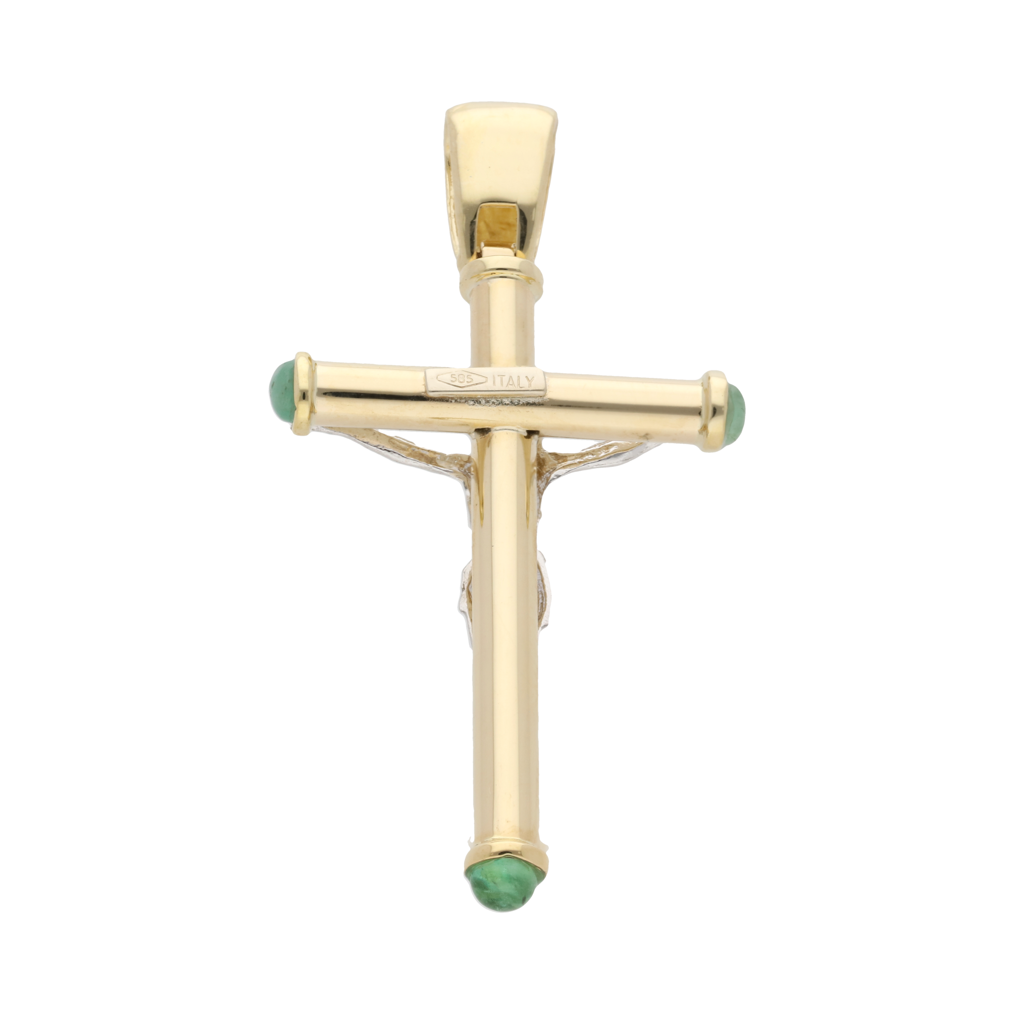 Cruz bicolor zafiro/rubí/esmeralda 14K