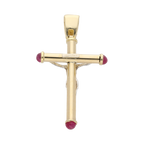 Cruz bicolor zafiro/rubí/esmeralda 14K