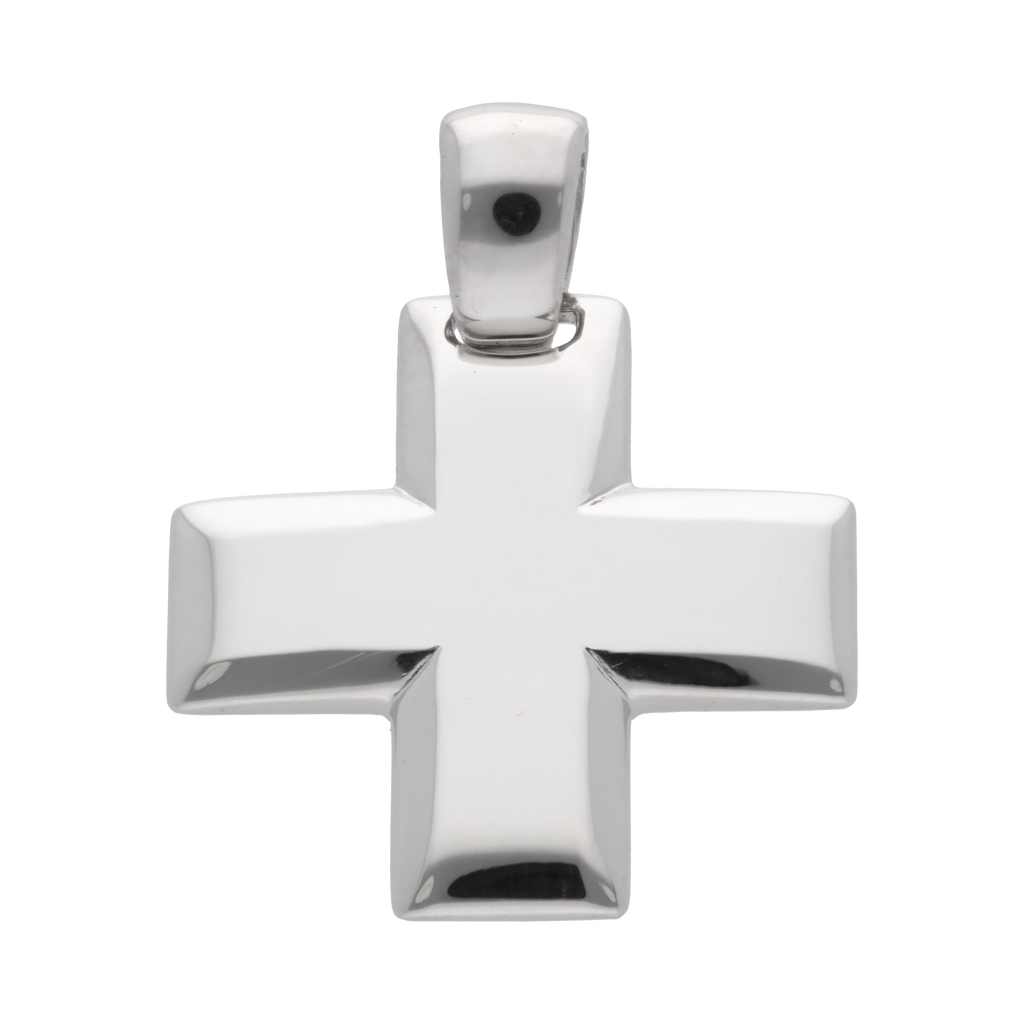 Cruz solida oro blanco 14K