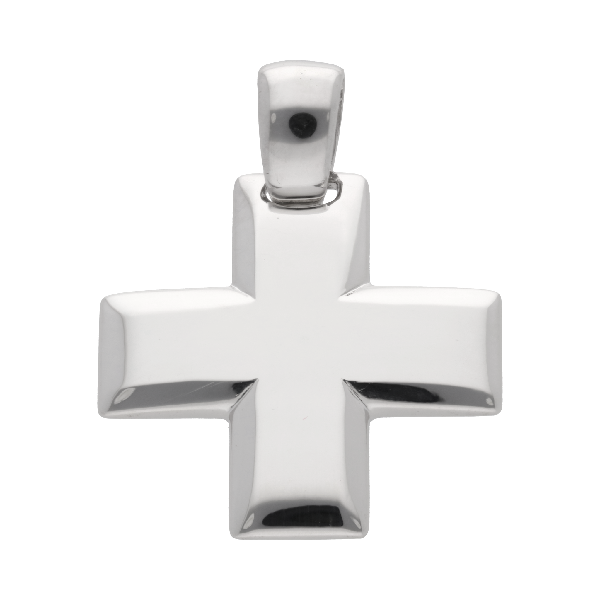 Cruz solida oro blanco 14K