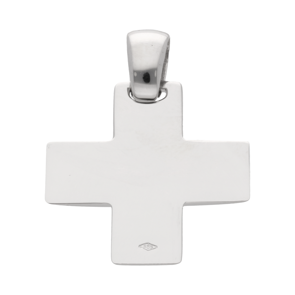 Cruz solida oro blanco 14K