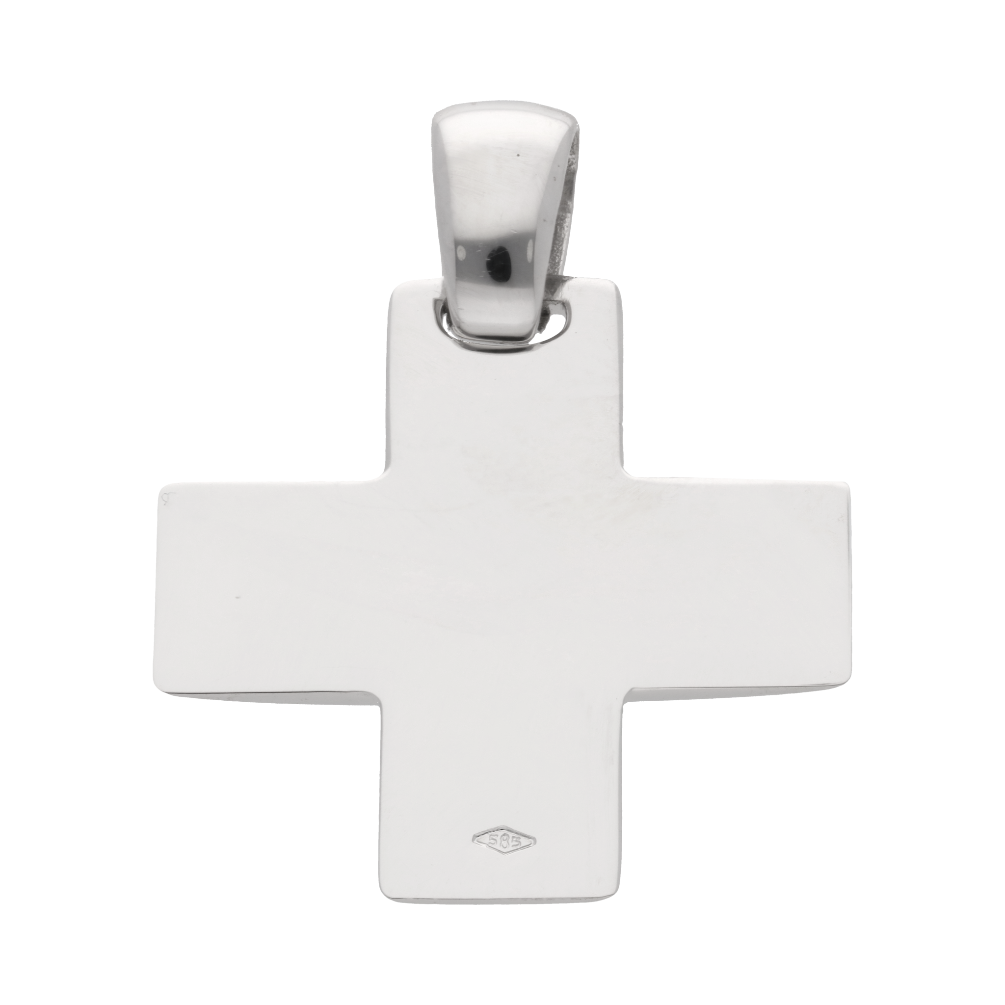 Cruz solida oro blanco 14K