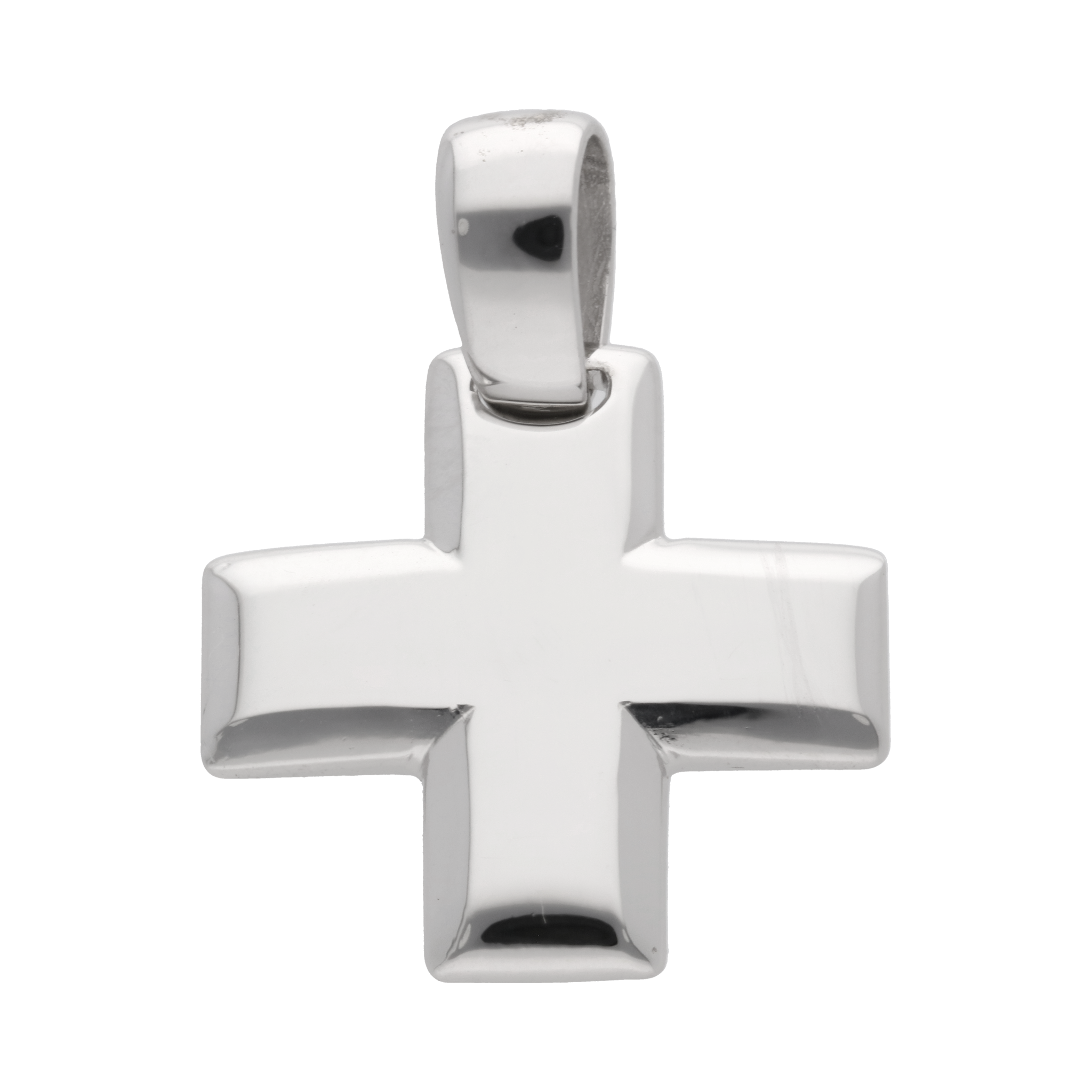 Cruz solida oro blanco 14K