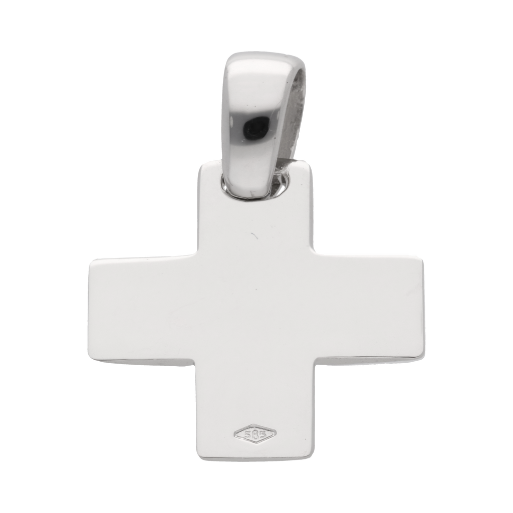 Cruz solida oro blanco 14K