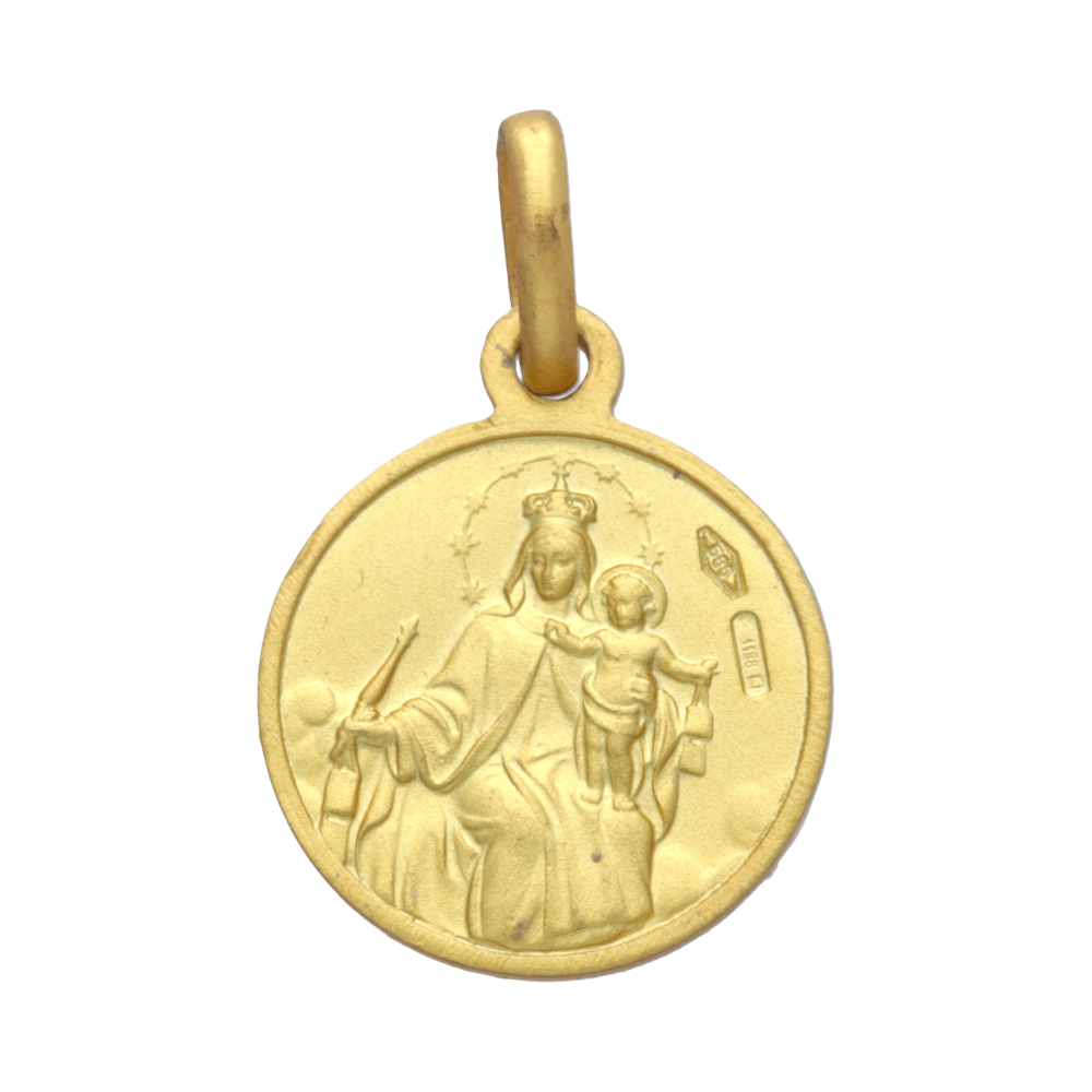 Escapulario Virgen del Carmen oro amarillo 14K