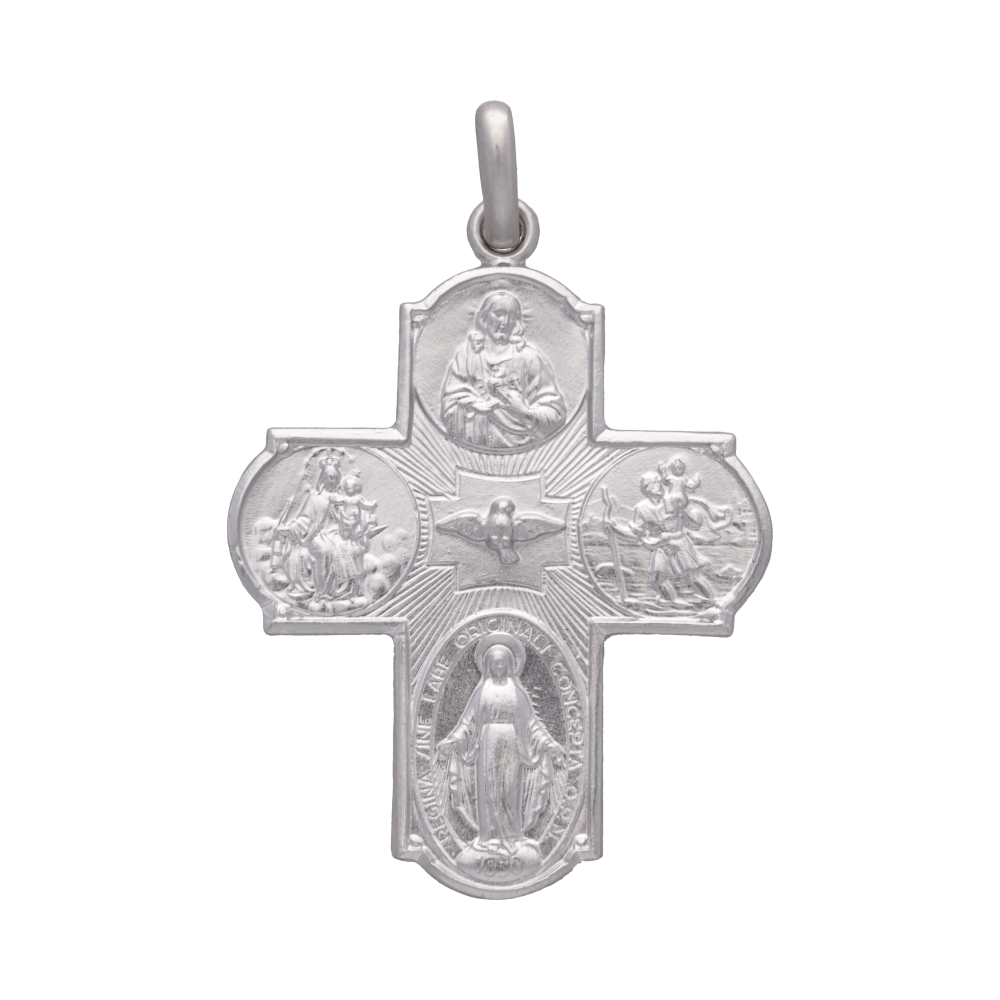Escapulario oro blanco 14K