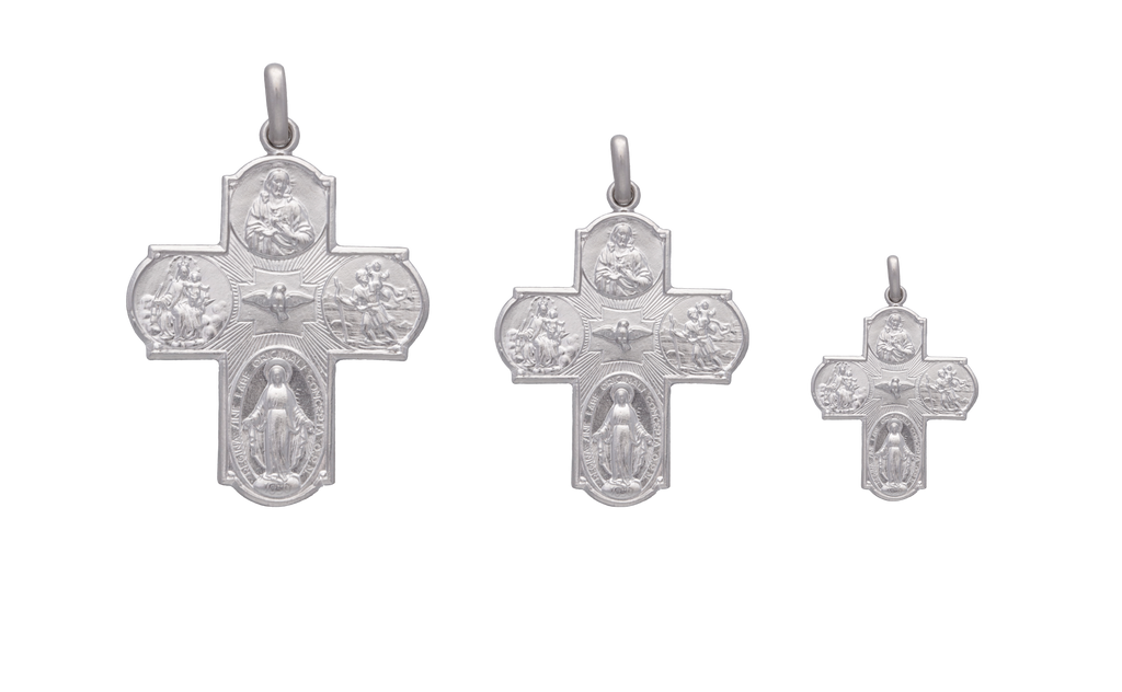 Escapulario oro blanco 14K