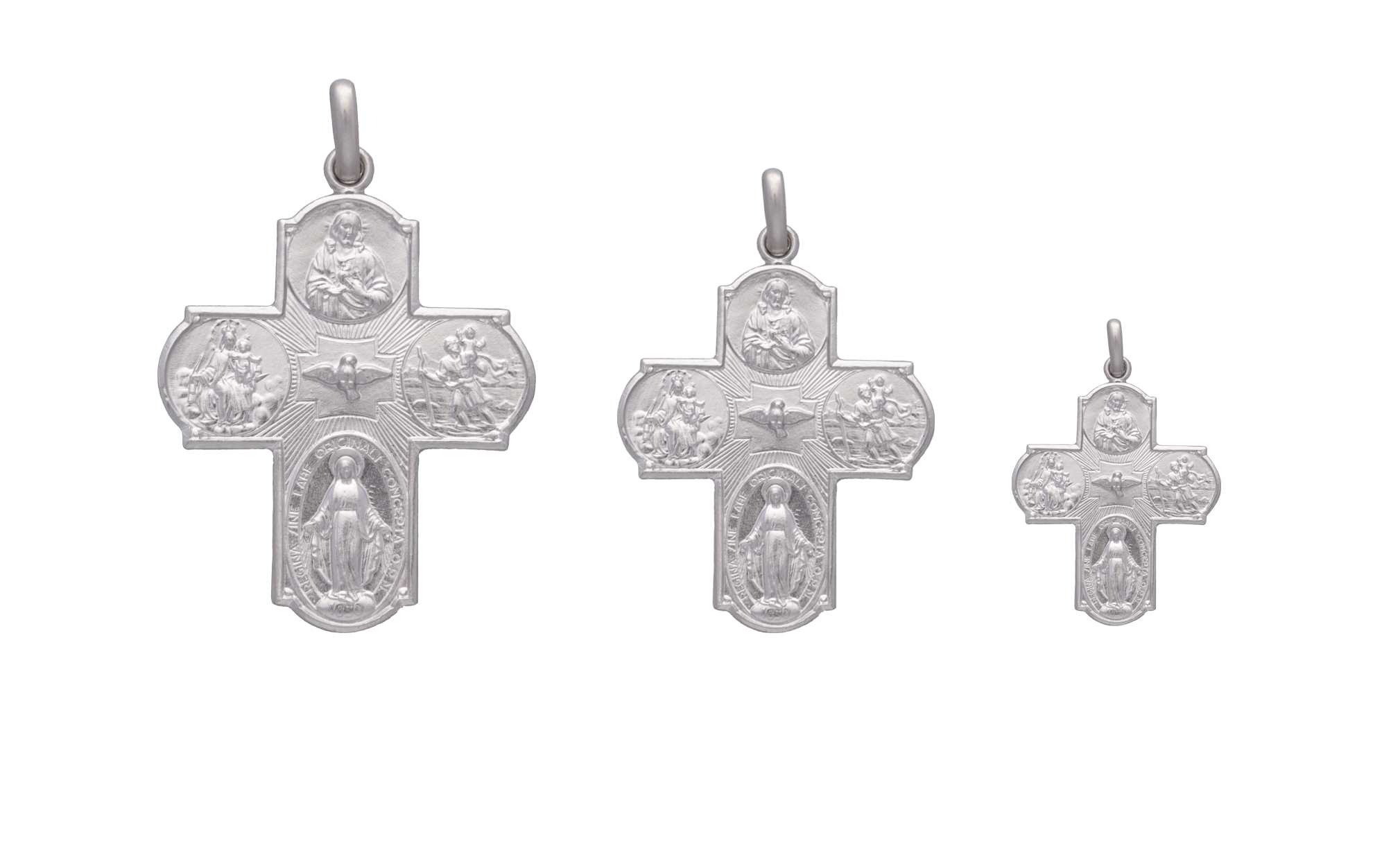 Escapulario oro blanco 14K