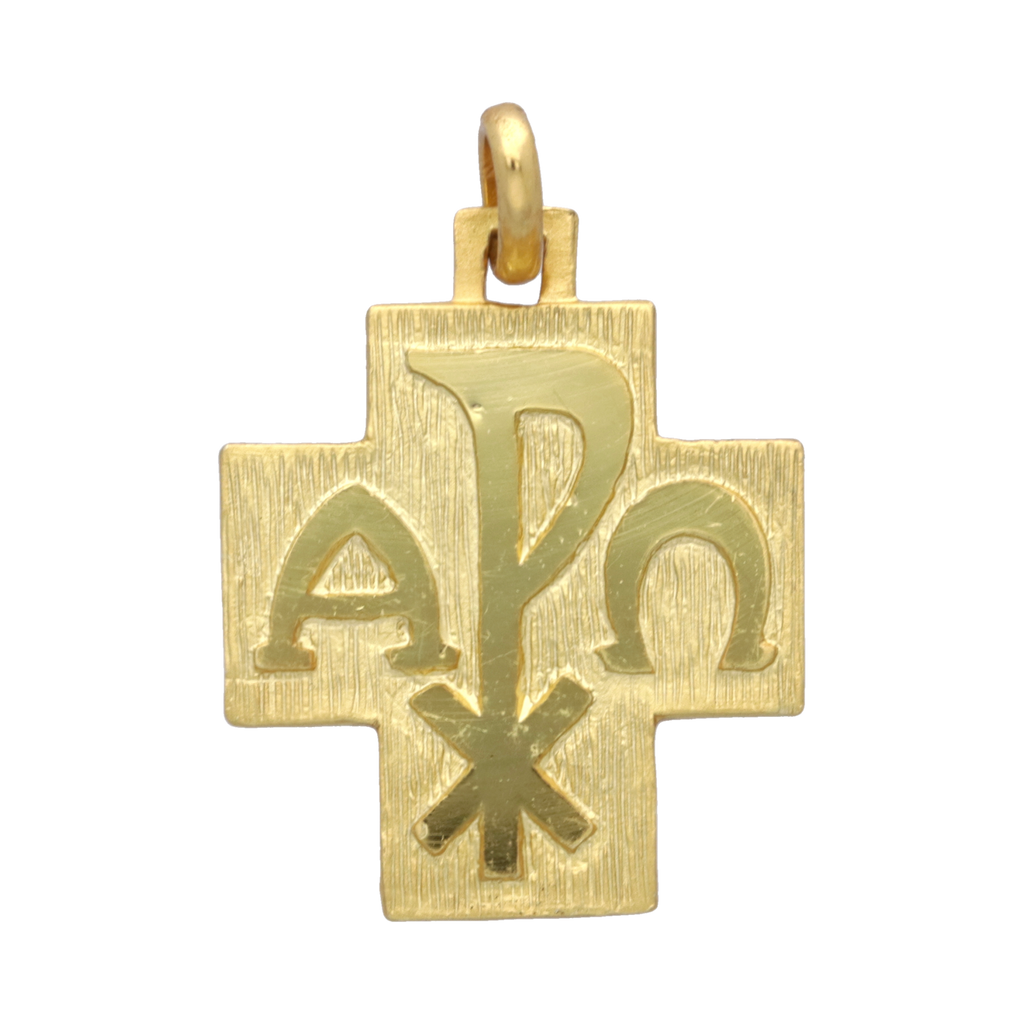 Cruz Alfa y Omega oro amarillo 14K