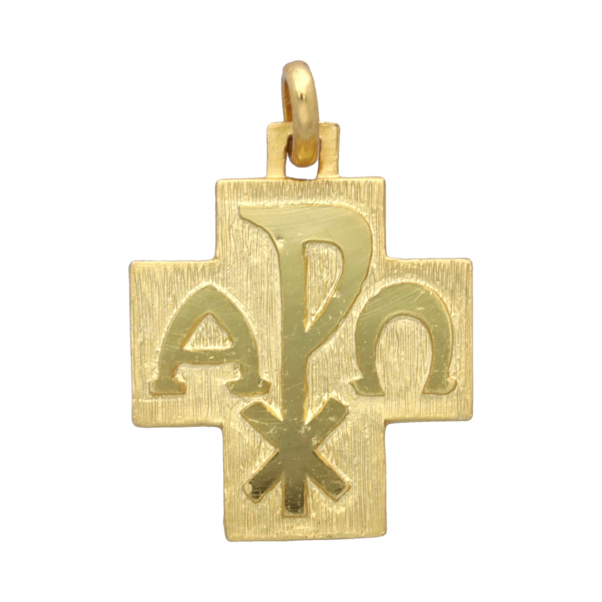 Cruz Alfa y Omega oro amarillo 14K