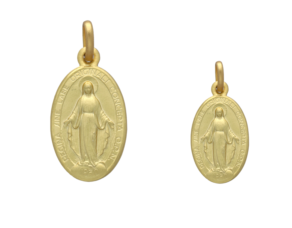 Escapulario Virgen Milagrosa oro amarillo 14K