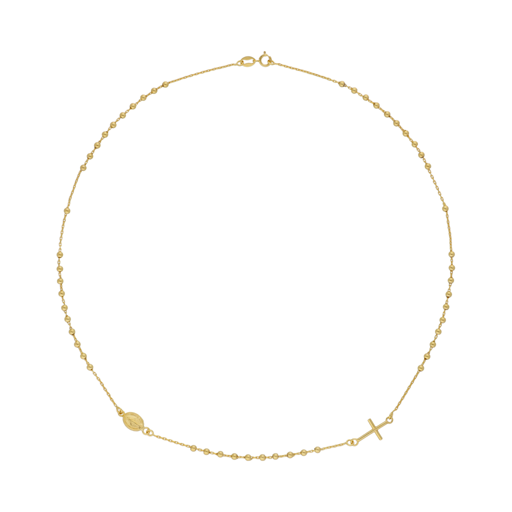 Collar rosario delgado 14K