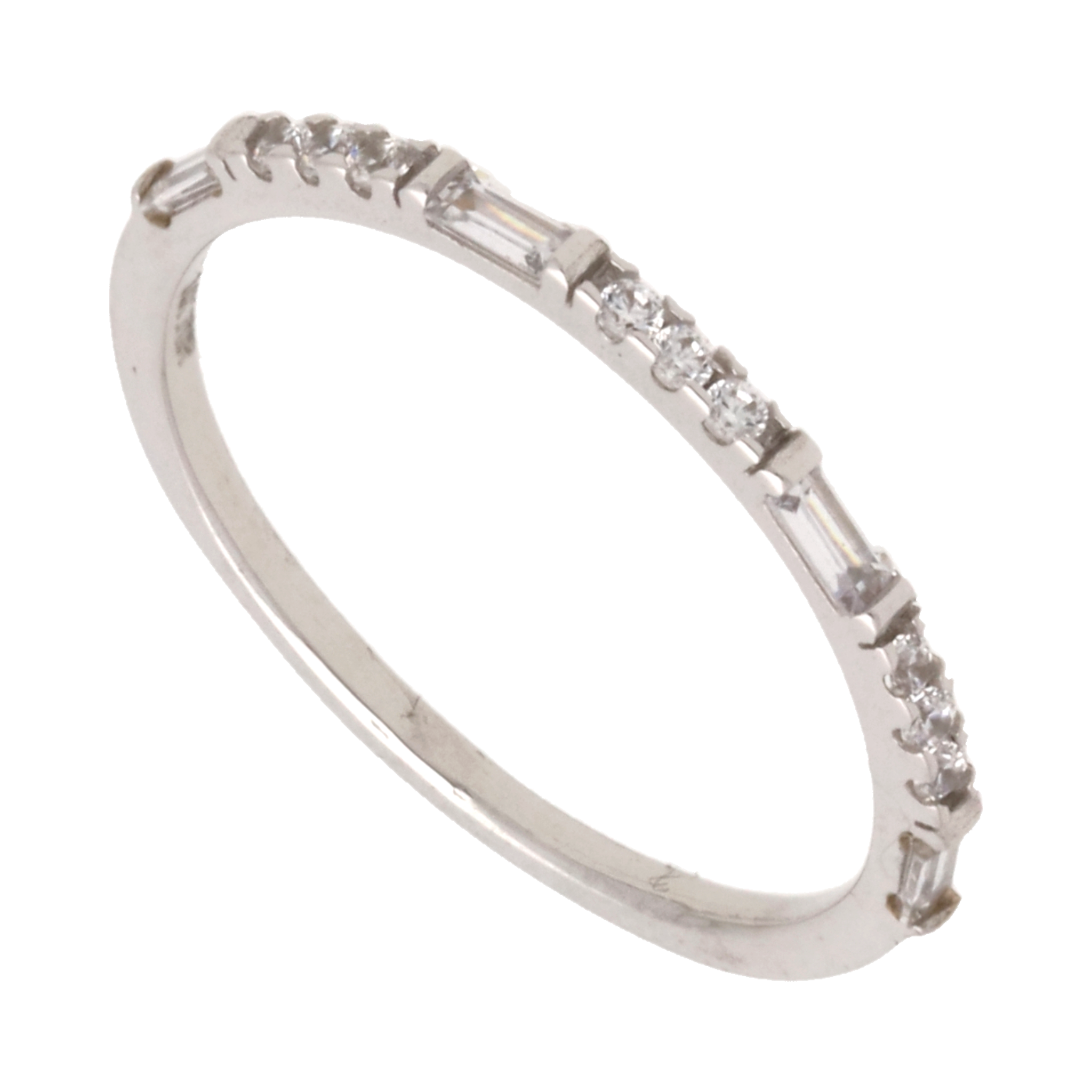 Anillo delgado 14K circonias