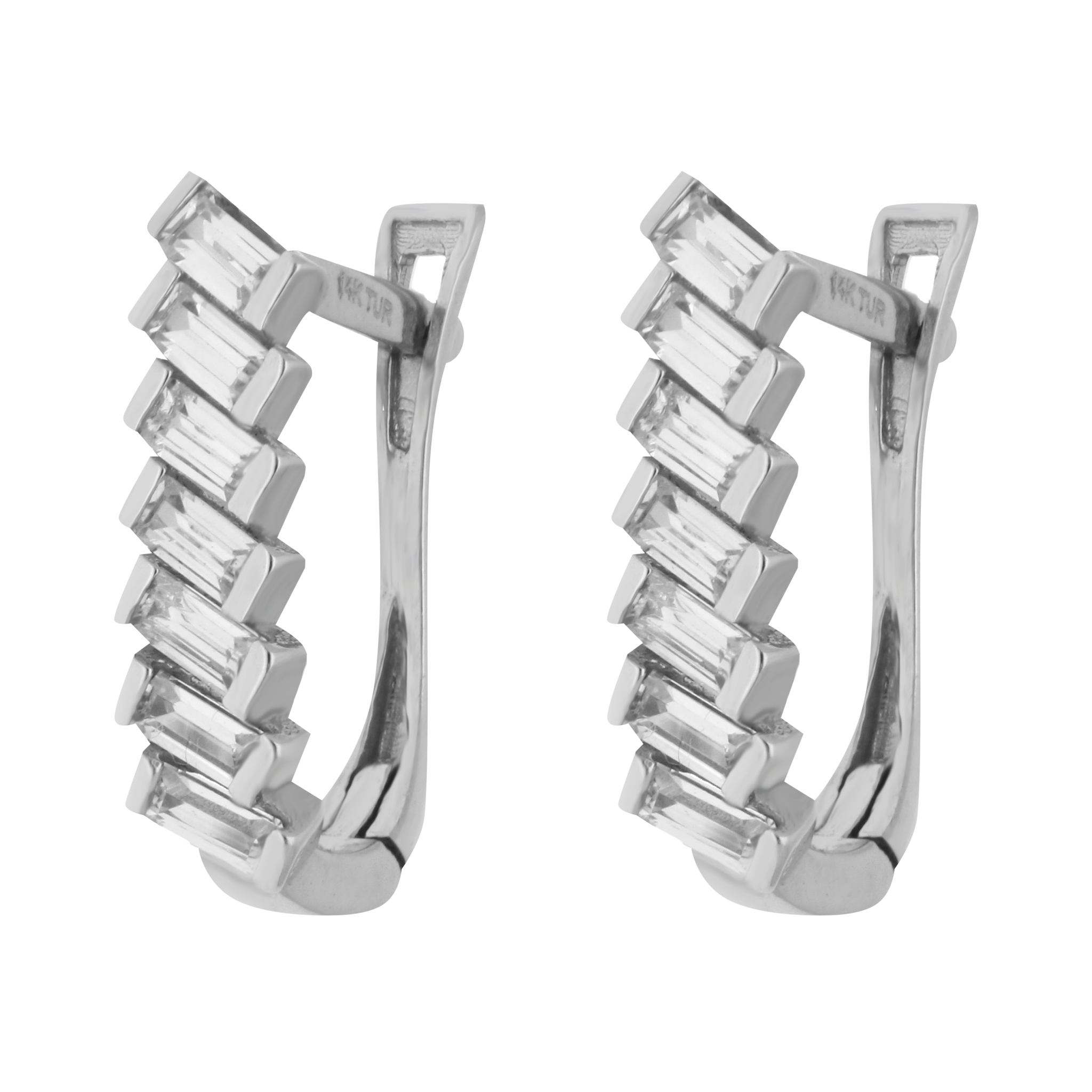 Arracadas circonias oro blanco 14K