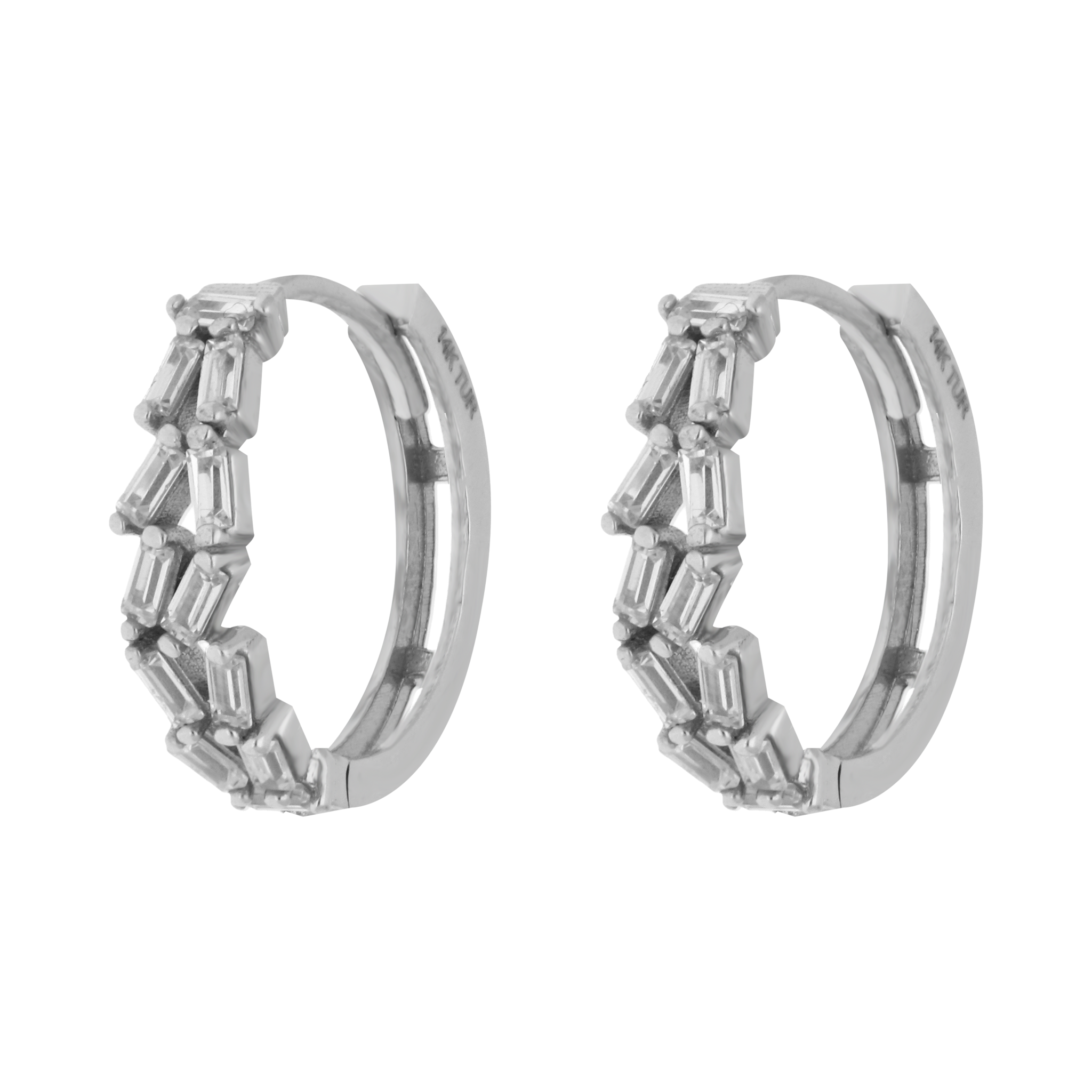 Arracadas circonias oro blanco 14K