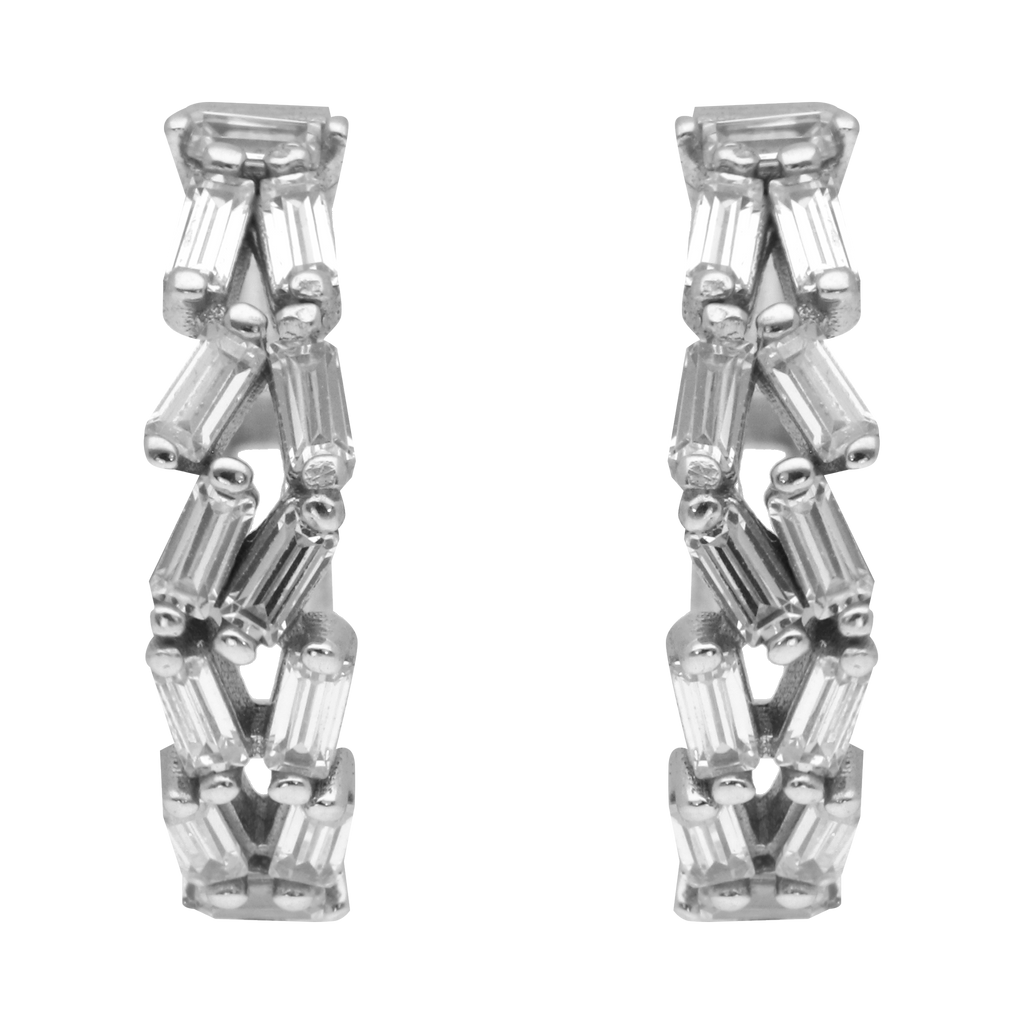 Arracadas circonias oro blanco 14K