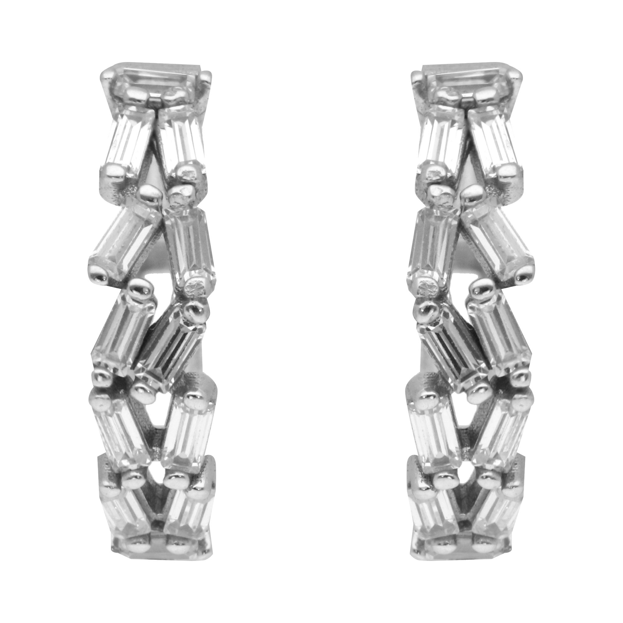 Arracadas circonias oro blanco 14K