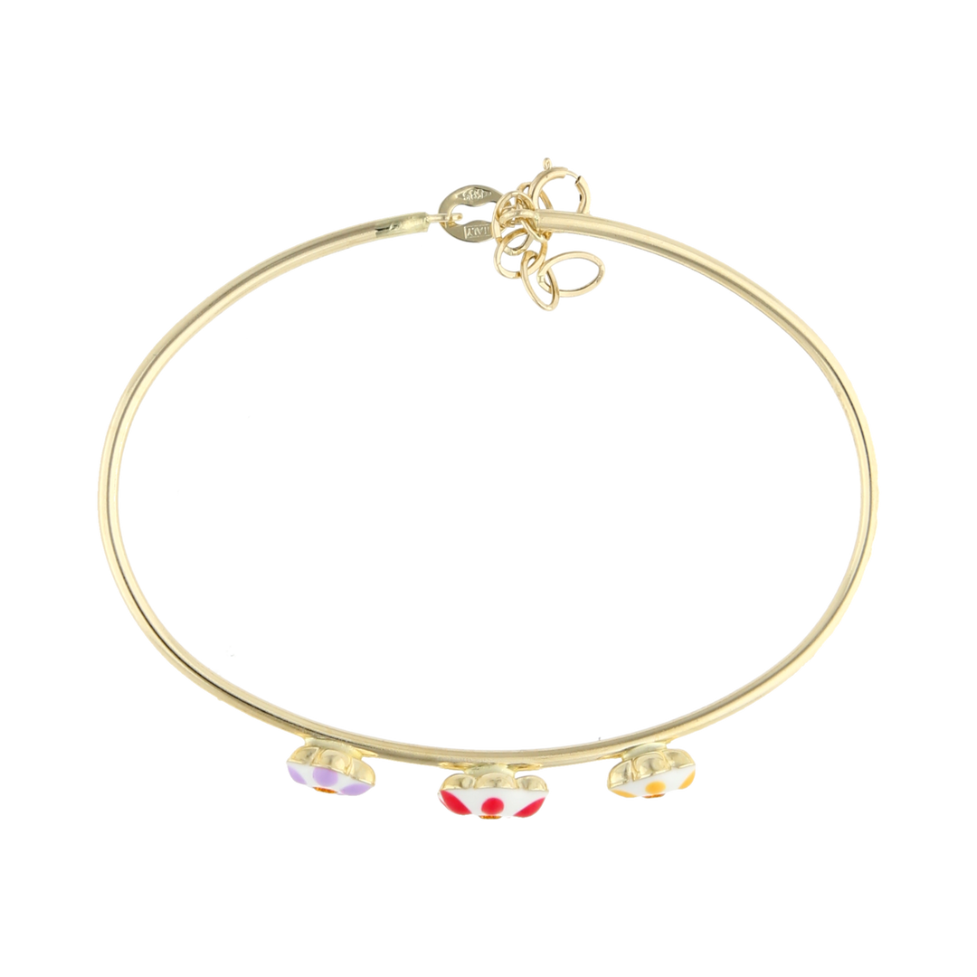 Pulsera aro figuras flores 14K