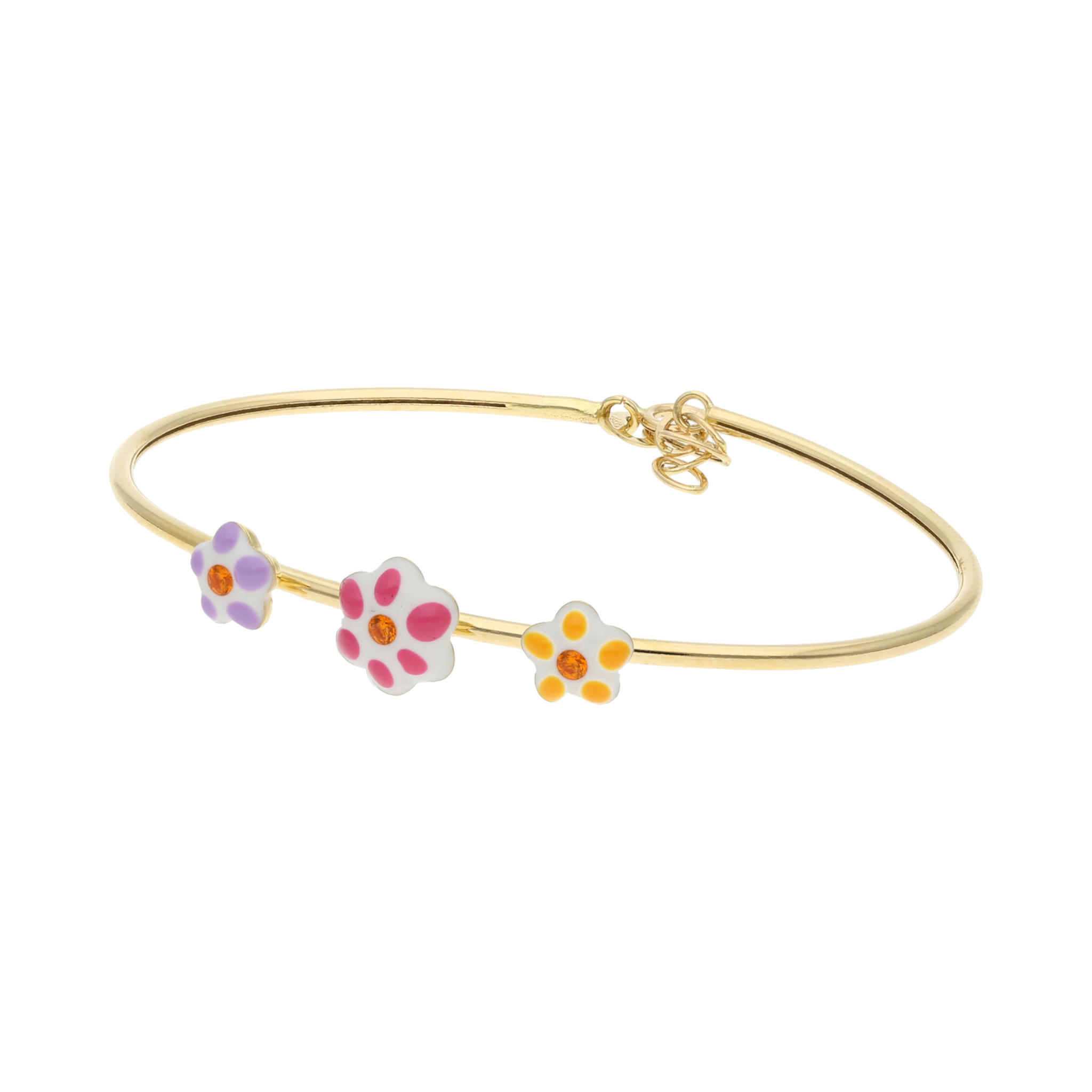 Pulsera aro figuras flores 14K