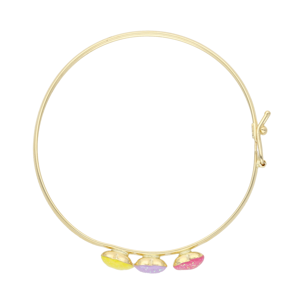 Pulsera aro corazones 14K