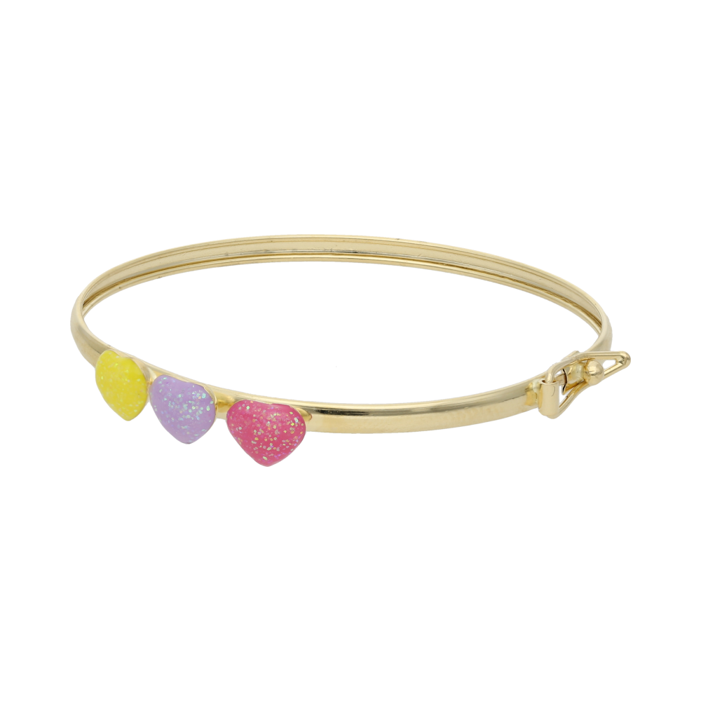 Pulsera aro corazones 14K