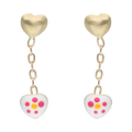 Aretes largos corazón esmaltado 14K