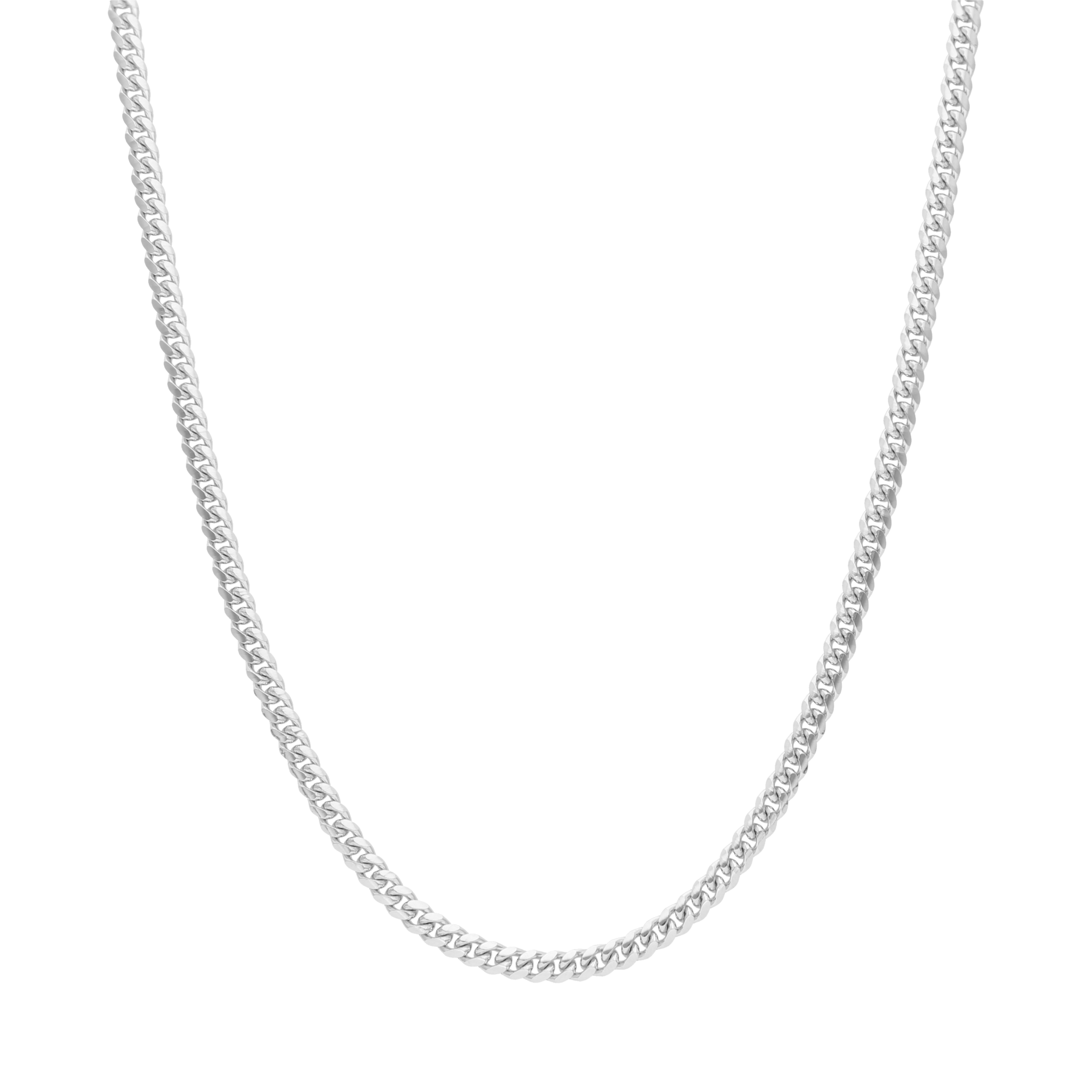 Cadena barbada oro blanco 14K