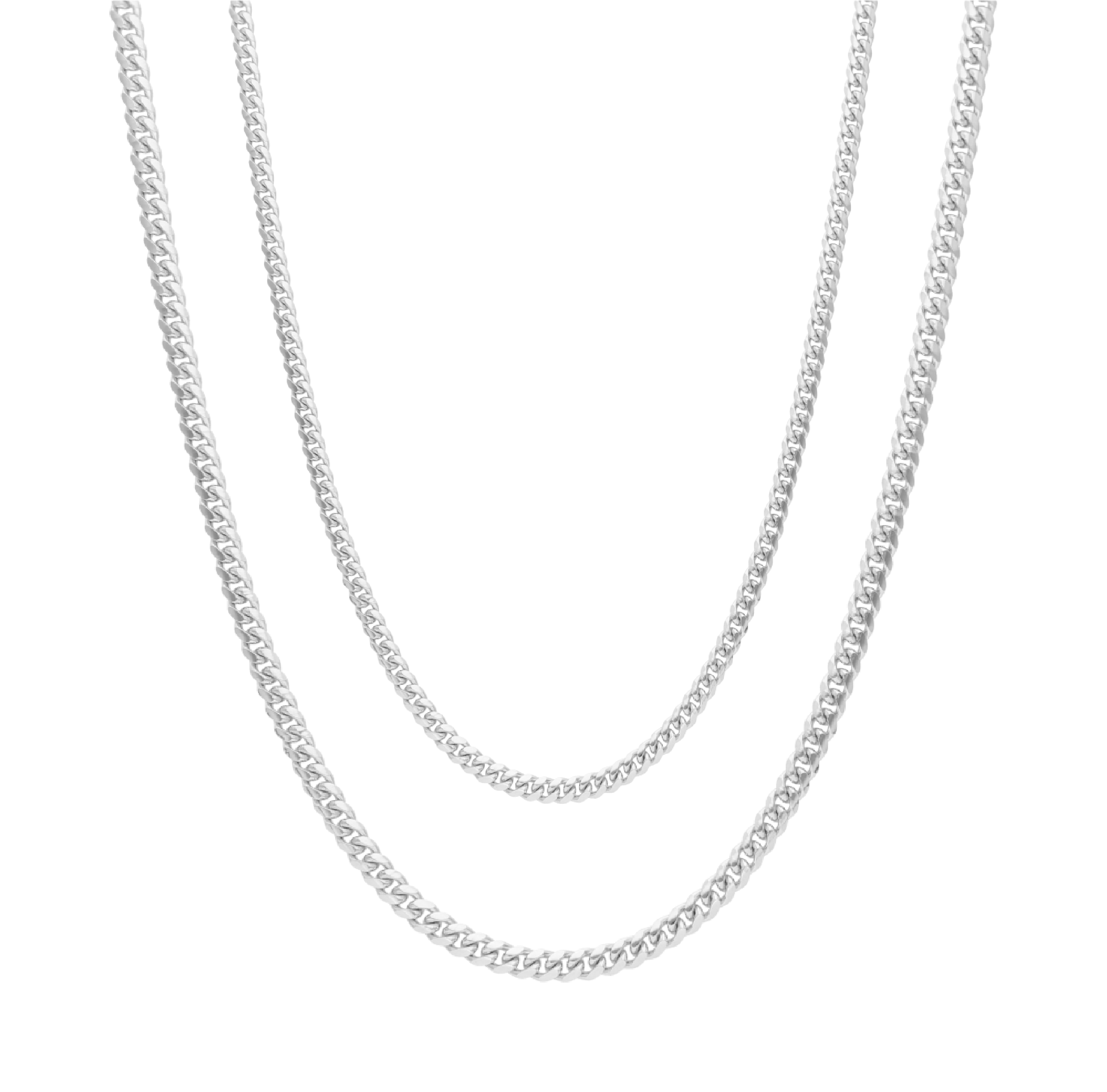 Cadena barbada oro blanco 14K