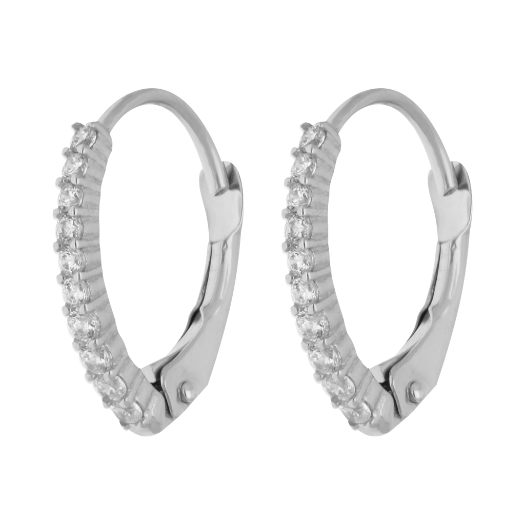 Arracadas circonias oro blanco 10K