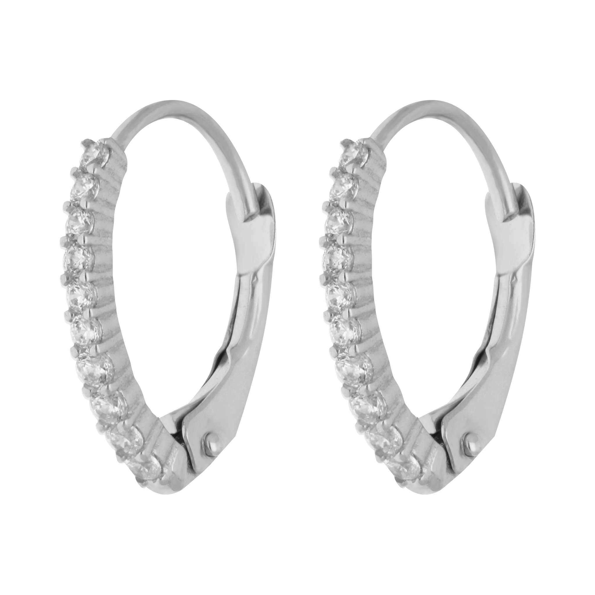 Arracadas circonias oro blanco 10K